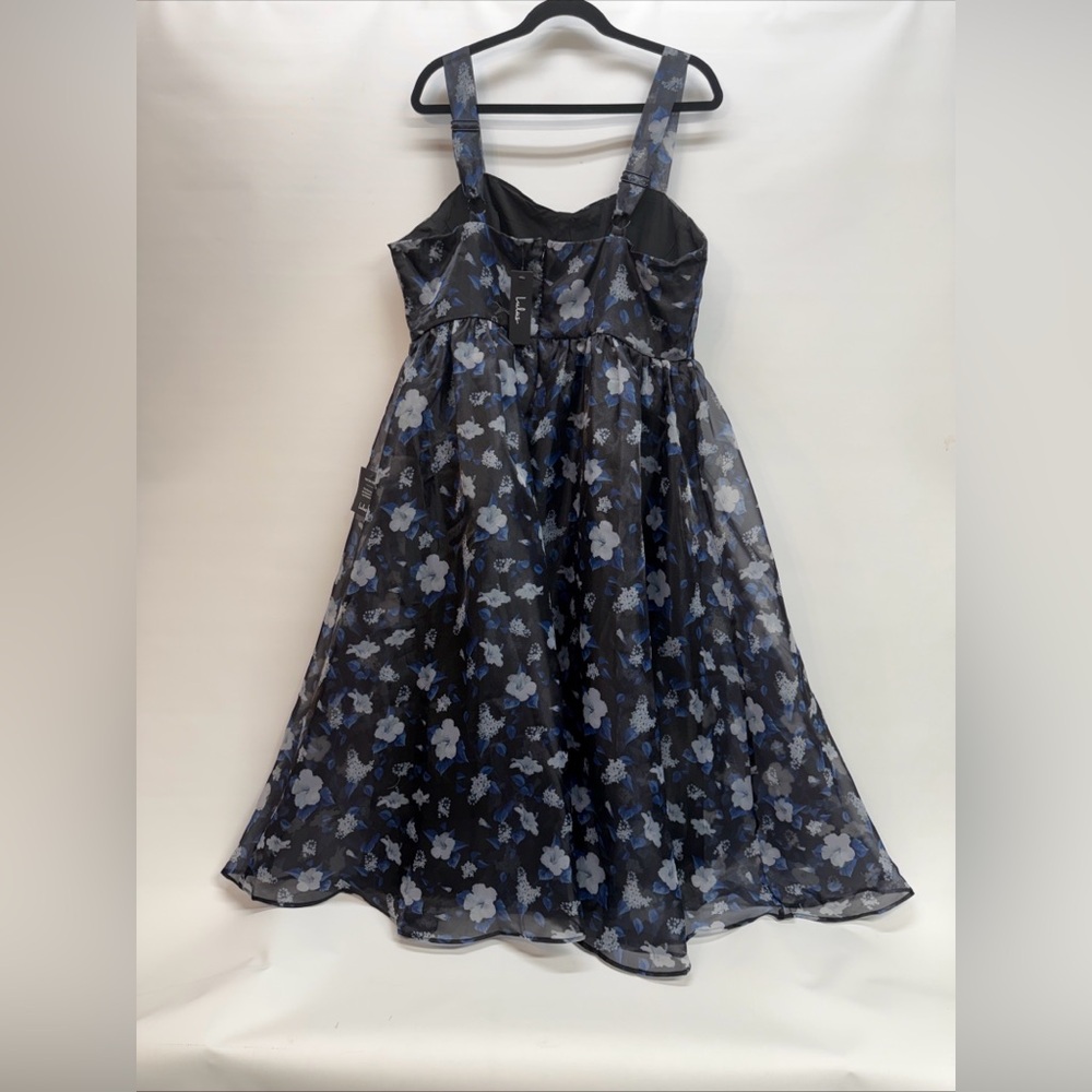 NWT Lulus Delightful Look Black Floral Print Bustier Midi Skater Dress Sz‎ XXL - Picture 9 of 16